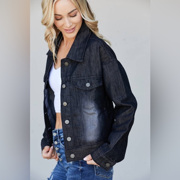 Full Size Collared Denim Jacket - Picture 3 of 8